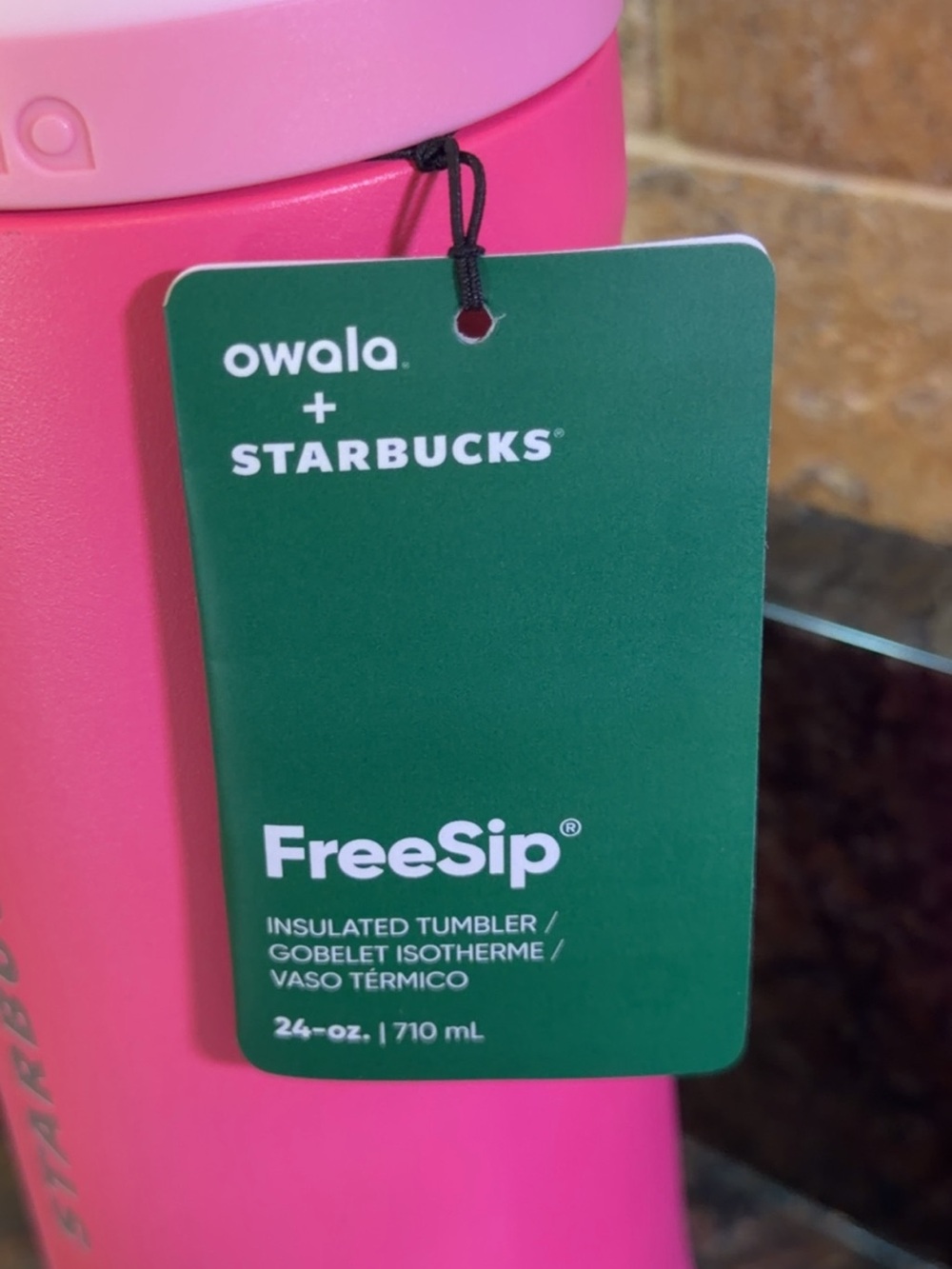 Starbucks Pink and Light Pink Owala FreeSip Bottle - Picture 2 of 2